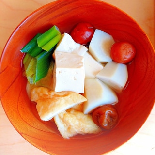 白だしと梅であっさり、さっぱり～里芋豆腐鍋～